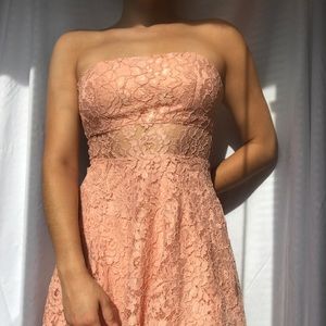 Strapless Baby Pink Lace Dress